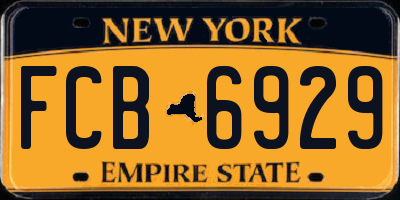 NY license plate FCB6929