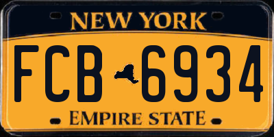 NY license plate FCB6934