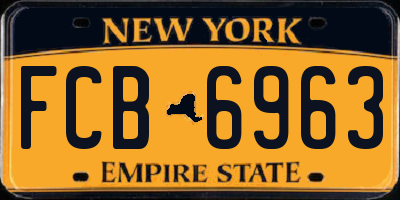NY license plate FCB6963