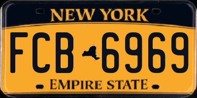 NY license plate FCB6969