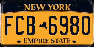 NY license plate FCB6980