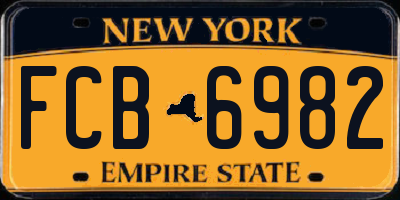 NY license plate FCB6982
