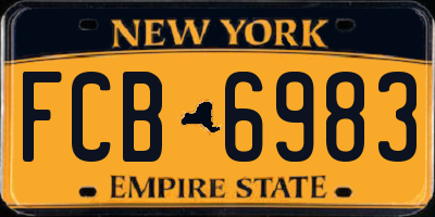 NY license plate FCB6983