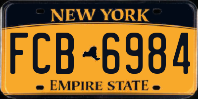 NY license plate FCB6984