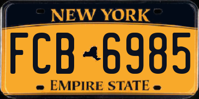 NY license plate FCB6985