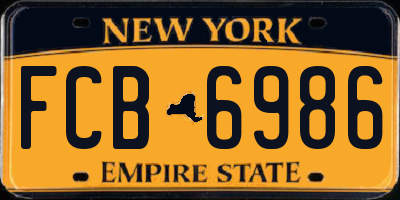 NY license plate FCB6986