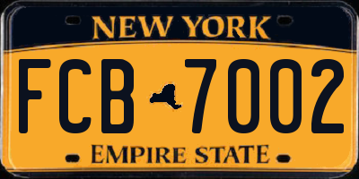 NY license plate FCB7002