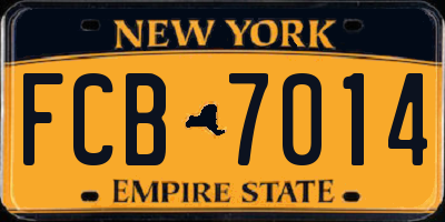 NY license plate FCB7014
