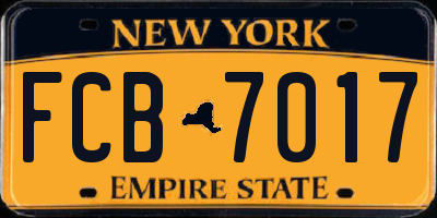 NY license plate FCB7017