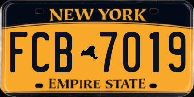 NY license plate FCB7019