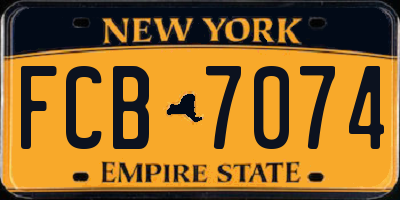 NY license plate FCB7074