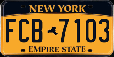 NY license plate FCB7103