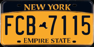 NY license plate FCB7115