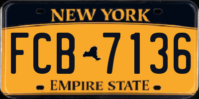 NY license plate FCB7136