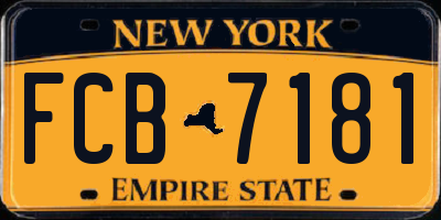 NY license plate FCB7181
