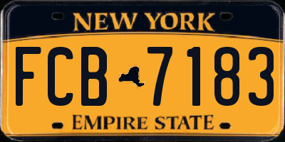 NY license plate FCB7183