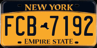 NY license plate FCB7192
