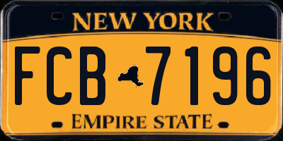 NY license plate FCB7196