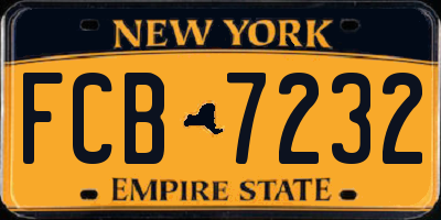 NY license plate FCB7232