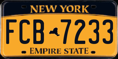 NY license plate FCB7233