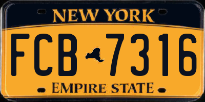 NY license plate FCB7316