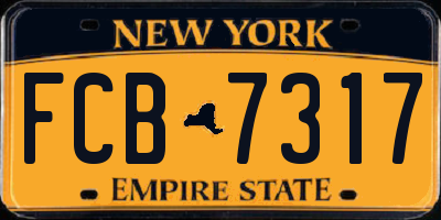 NY license plate FCB7317