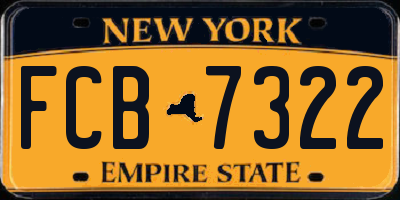 NY license plate FCB7322