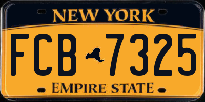 NY license plate FCB7325