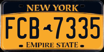 NY license plate FCB7335