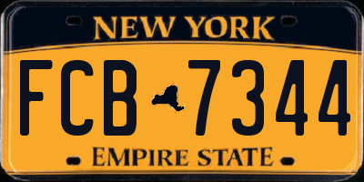NY license plate FCB7344