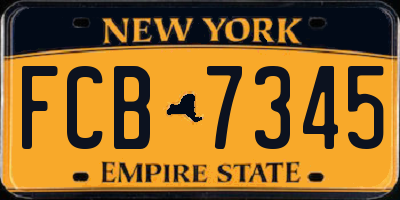 NY license plate FCB7345