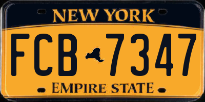 NY license plate FCB7347