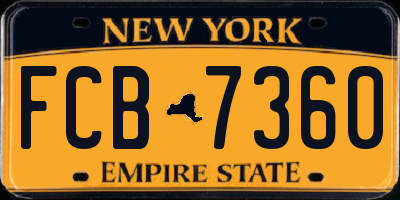 NY license plate FCB7360