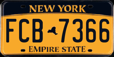 NY license plate FCB7366