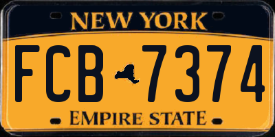 NY license plate FCB7374