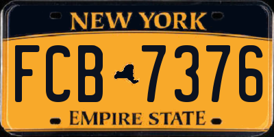 NY license plate FCB7376