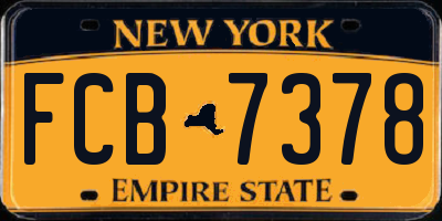 NY license plate FCB7378