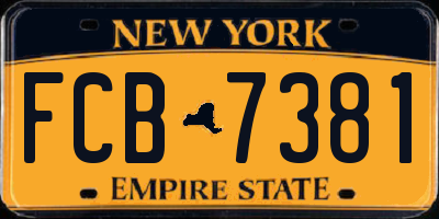 NY license plate FCB7381