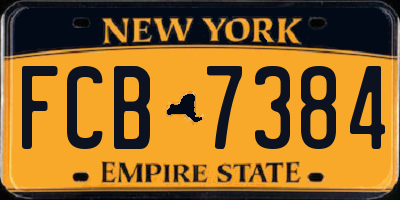 NY license plate FCB7384