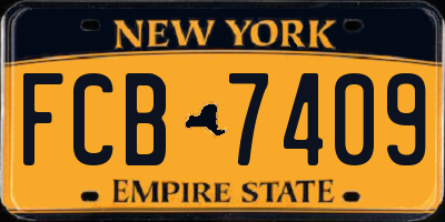 NY license plate FCB7409