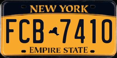NY license plate FCB7410