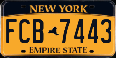 NY license plate FCB7443