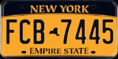 NY license plate FCB7445