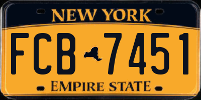 NY license plate FCB7451