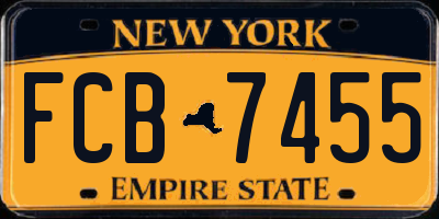 NY license plate FCB7455