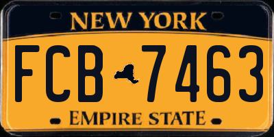 NY license plate FCB7463