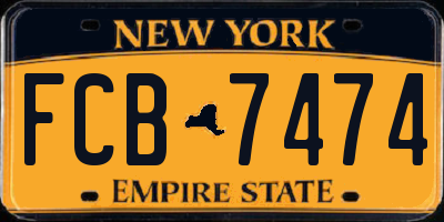 NY license plate FCB7474