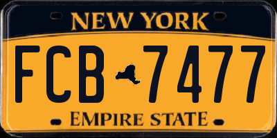 NY license plate FCB7477