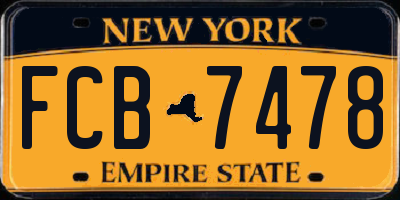NY license plate FCB7478