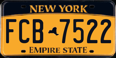 NY license plate FCB7522